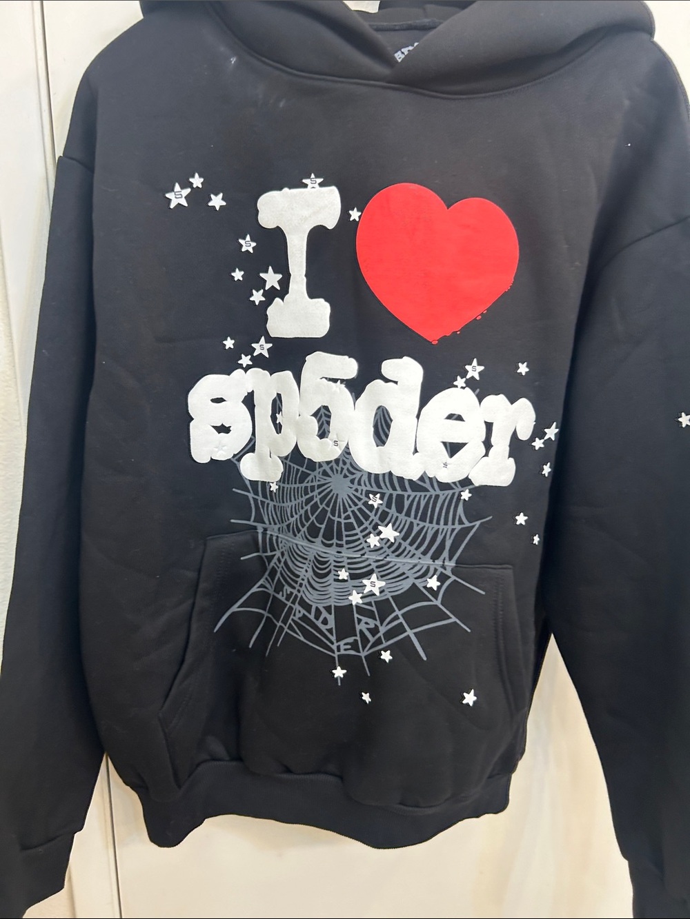 Black 'I Heart Spider' Graphic Crewneck Hoodie